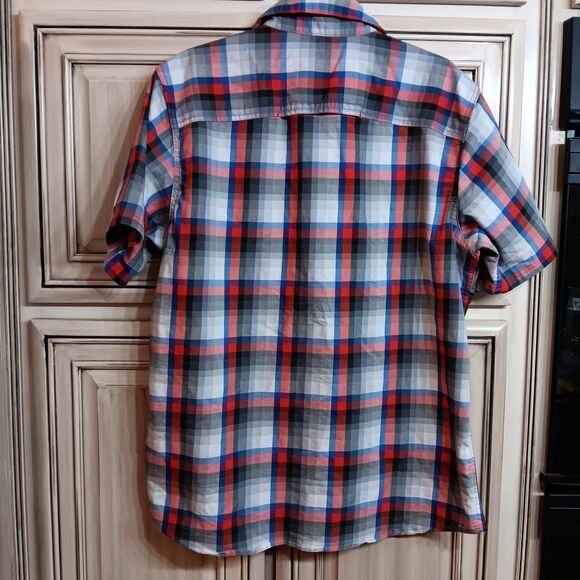 Wrangler Large Western Style Short Sleeve Button‎ Up Shirt - Red White - Picture 2 of 4